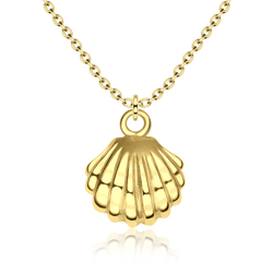 Shiny Shell Designed Gold Plated Silver Necklace SPE-3686-GP